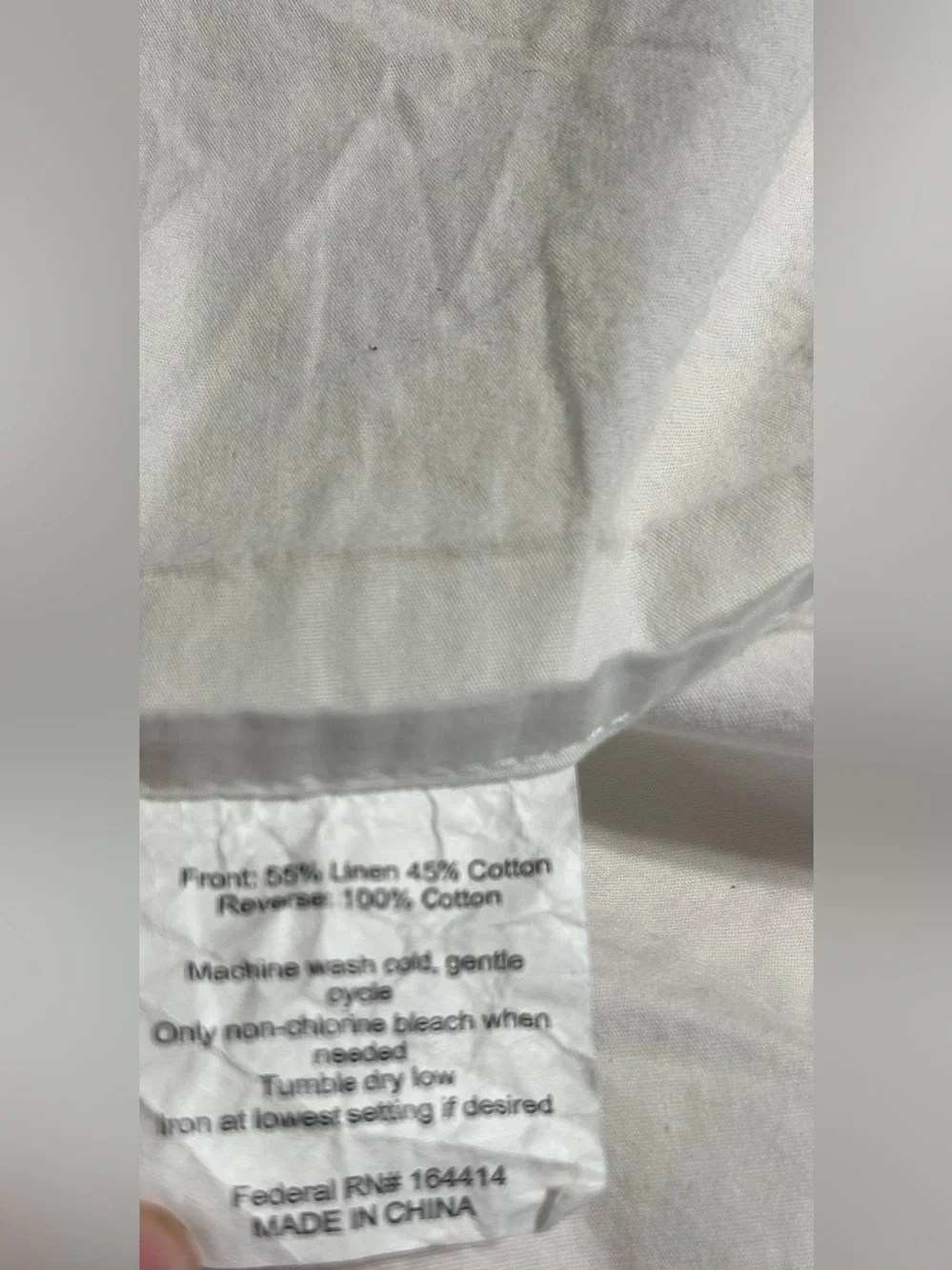 King Pillow Sham (1) Large Rose Pattern Linen Blend King  Sham. Envelope Closure